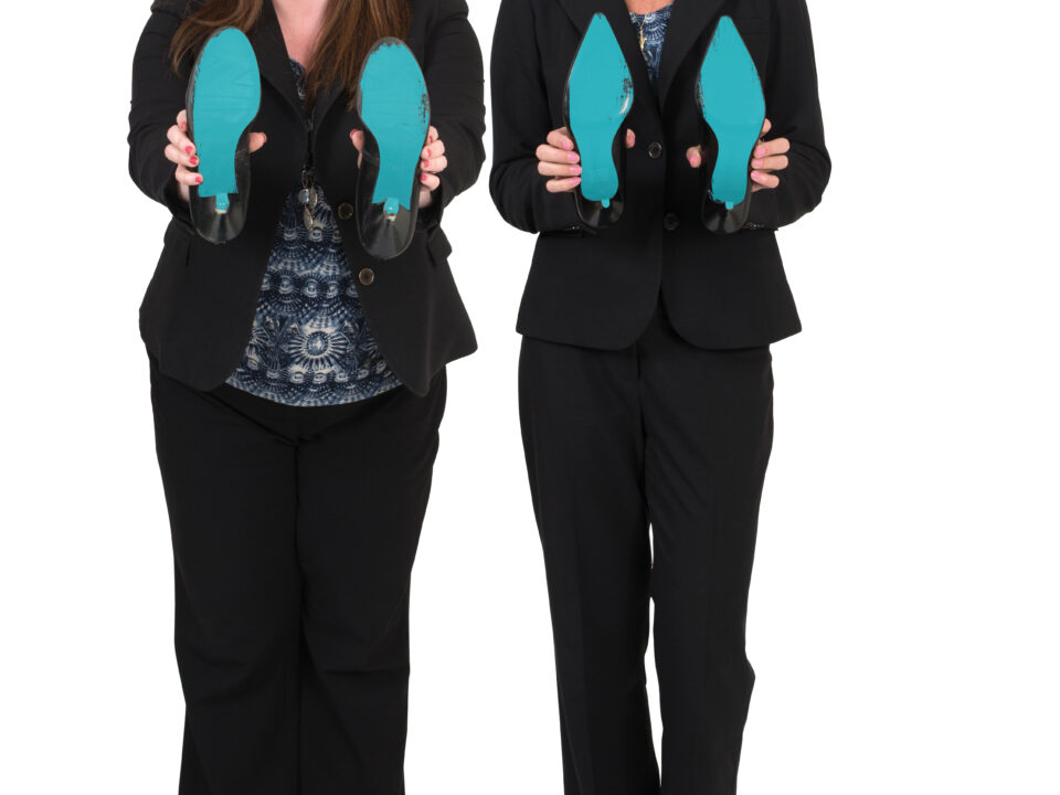 Jennifer & Sherri showing their soles