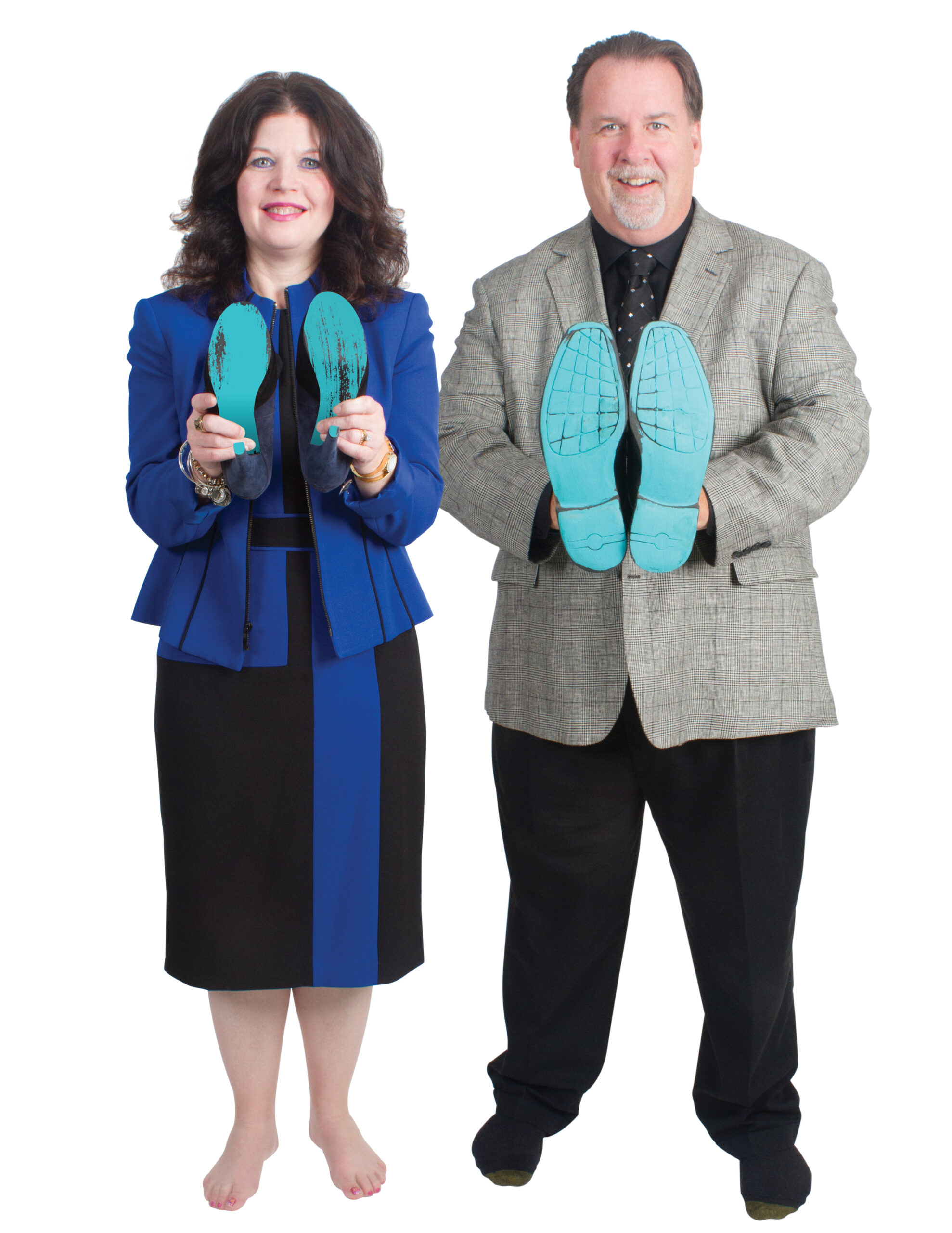 Patti France & John Fairley showing their soles