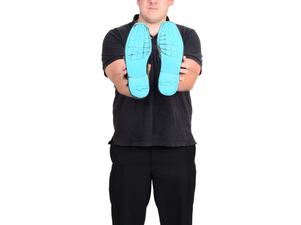 Brad Thomas showing his sole