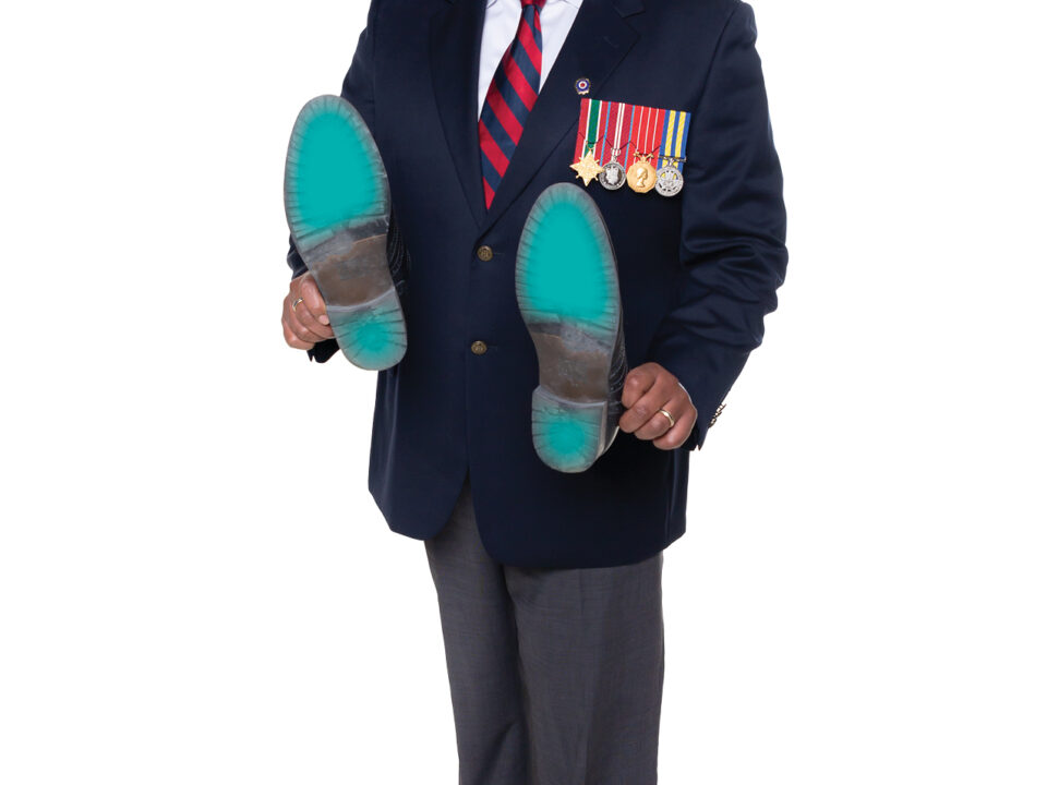 Mike Akpata showing his sole